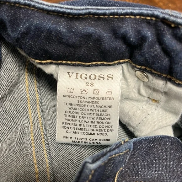 Vigoss Thompson Tomboy Fit Ankle Denim Jeans Low Waist Rise Distressed Dark Wash - Picture 6 of 13